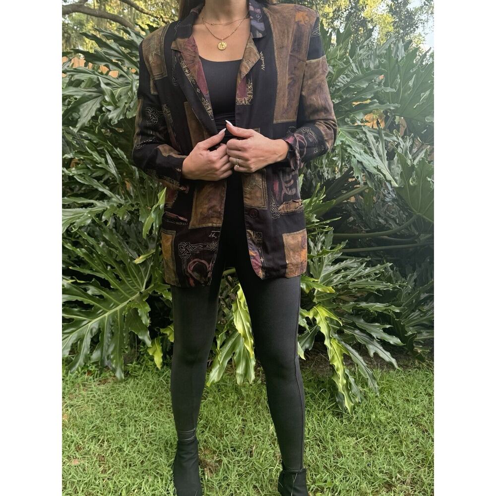Vintage Patina International Artsy Oversized Blazer 80s Abstract Mod Medium